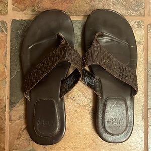 UGG Morrisey Weave Chocolate Brown Braided Flip Flop Sandals Size: 11